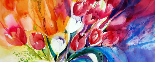Blumenvorfreude in Aquarell